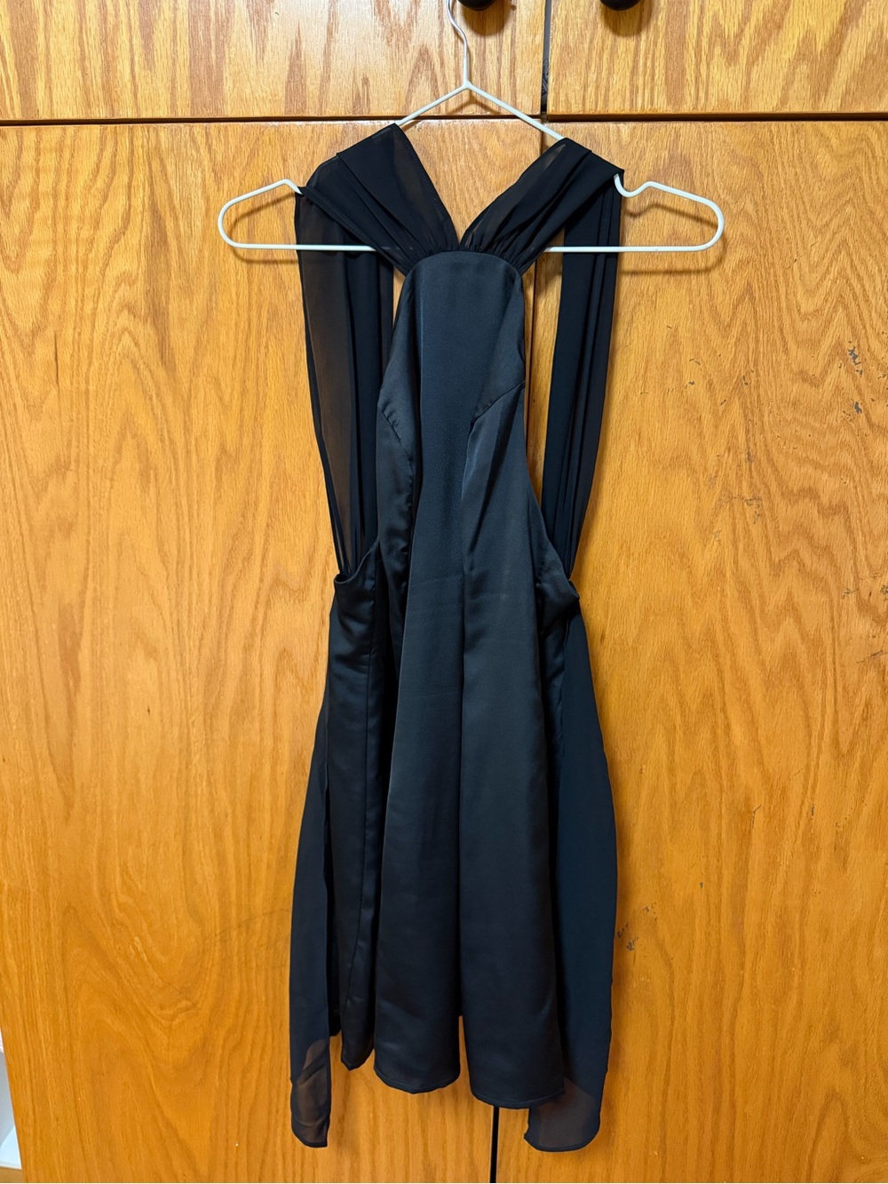 Hello Molly Black Backless Cocktail Dress with Chiffon Straps